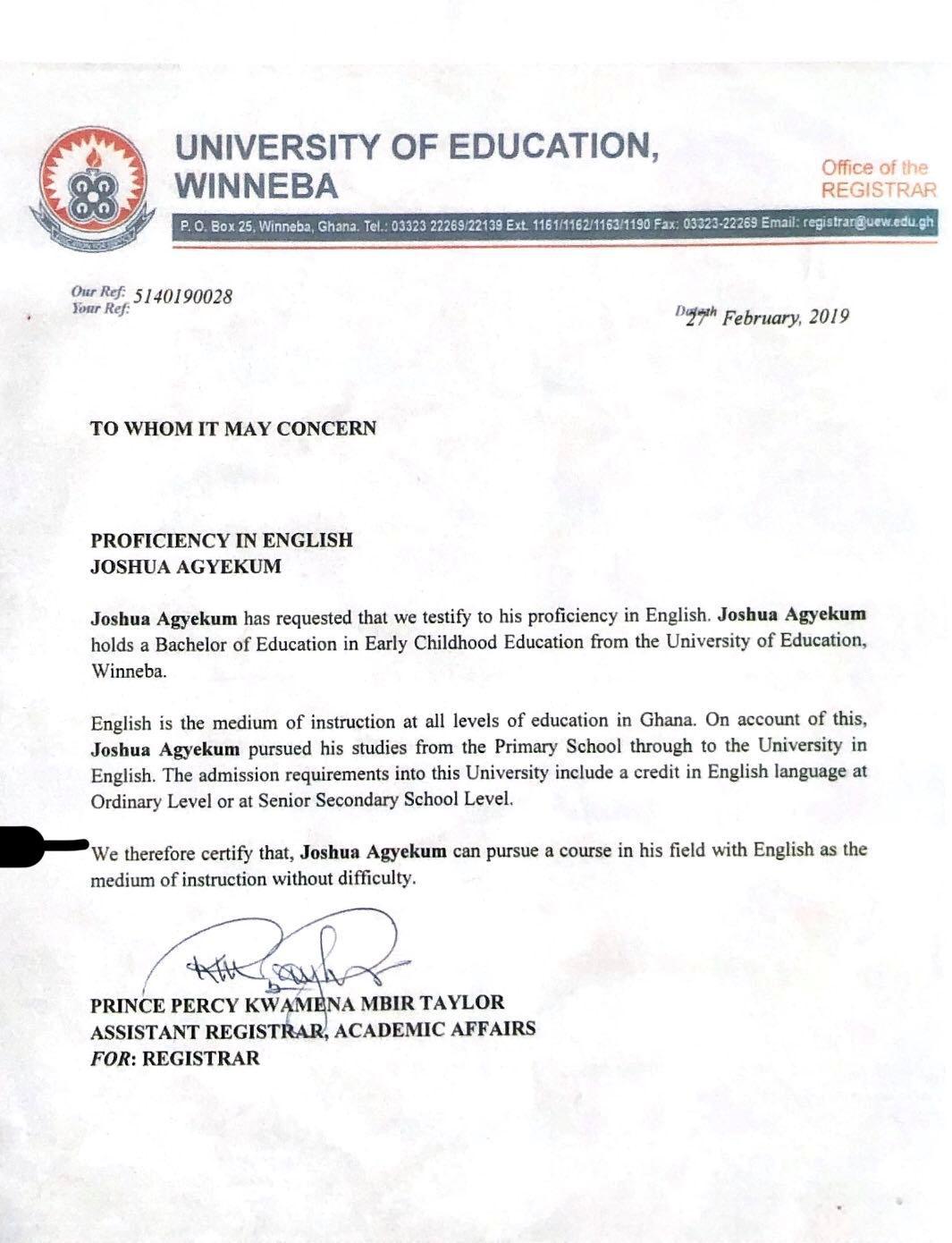 English Language Proficiency Certificate